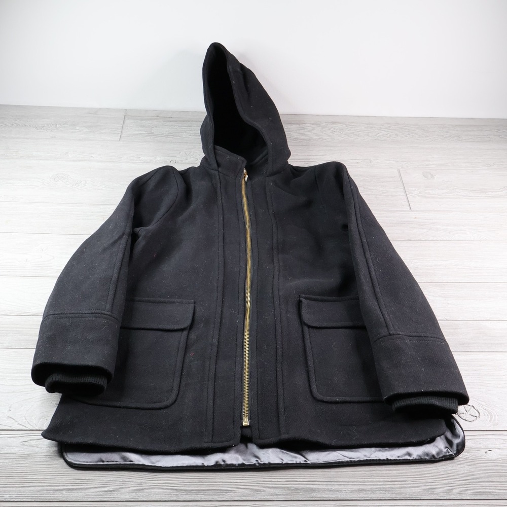 NWT J.Crew Chateau Parka Coat Men's M Black Stadium Cloth Wool Nello Gori